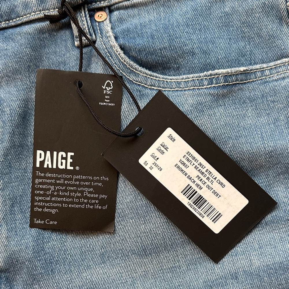 PAIGE JEANS!!! Clerance Stella Ripped High Waist Straight Leg Jeans